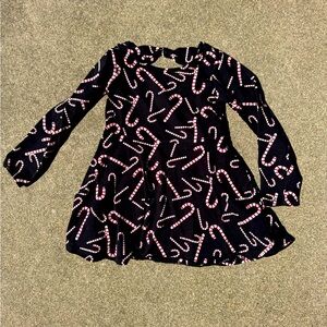 The Children’s Place, Long Sleeve, Black, Candy Canes, Dress, Size 2T